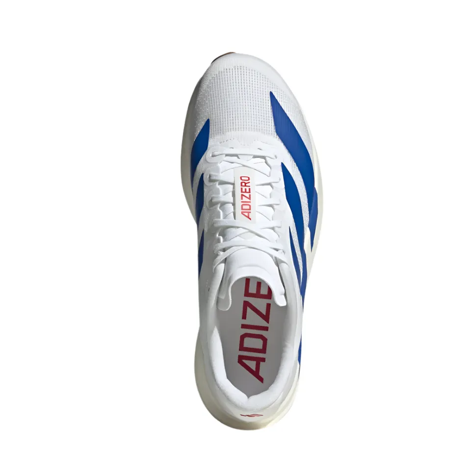 Adidas Men's Adizero Evo SL Running Shoes in FTW White/Royal Blue/Purple Rub AW25
