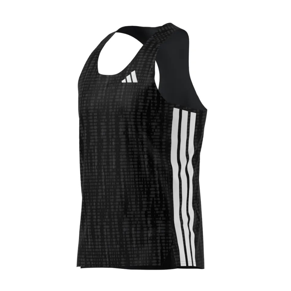 Adidas Men's Adizero Singlet in Carbon/Black SS25