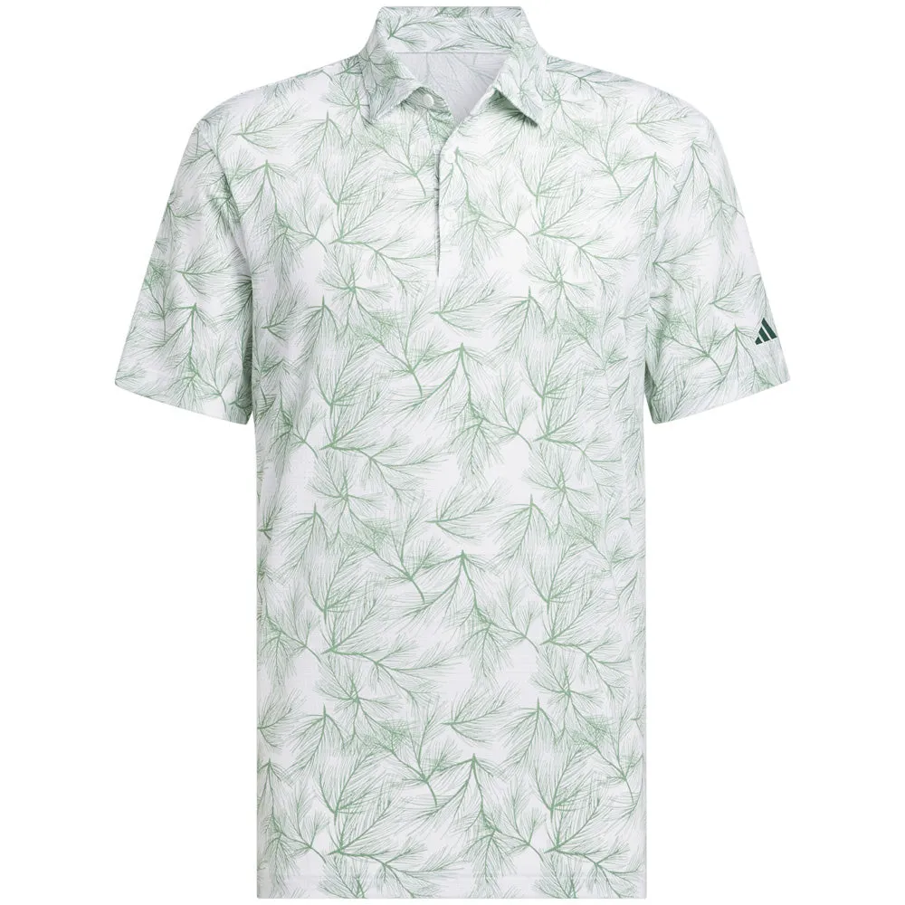 adidas Ultimate365 Mesh Print Polo Shirt - White/Preloved Green
