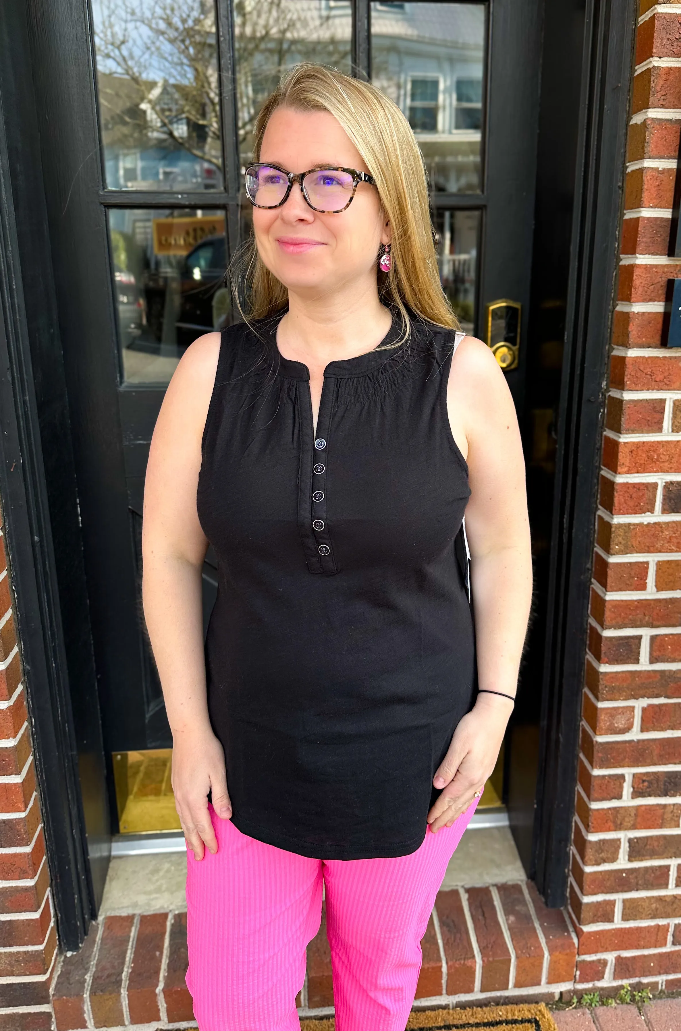 Beachtime by Lulu B Black Cotton Bella Tank