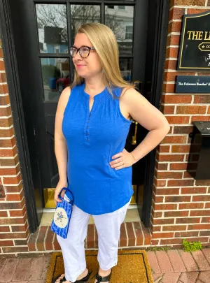 Beachtime by Lulu B Blue Cotton Bella Tank