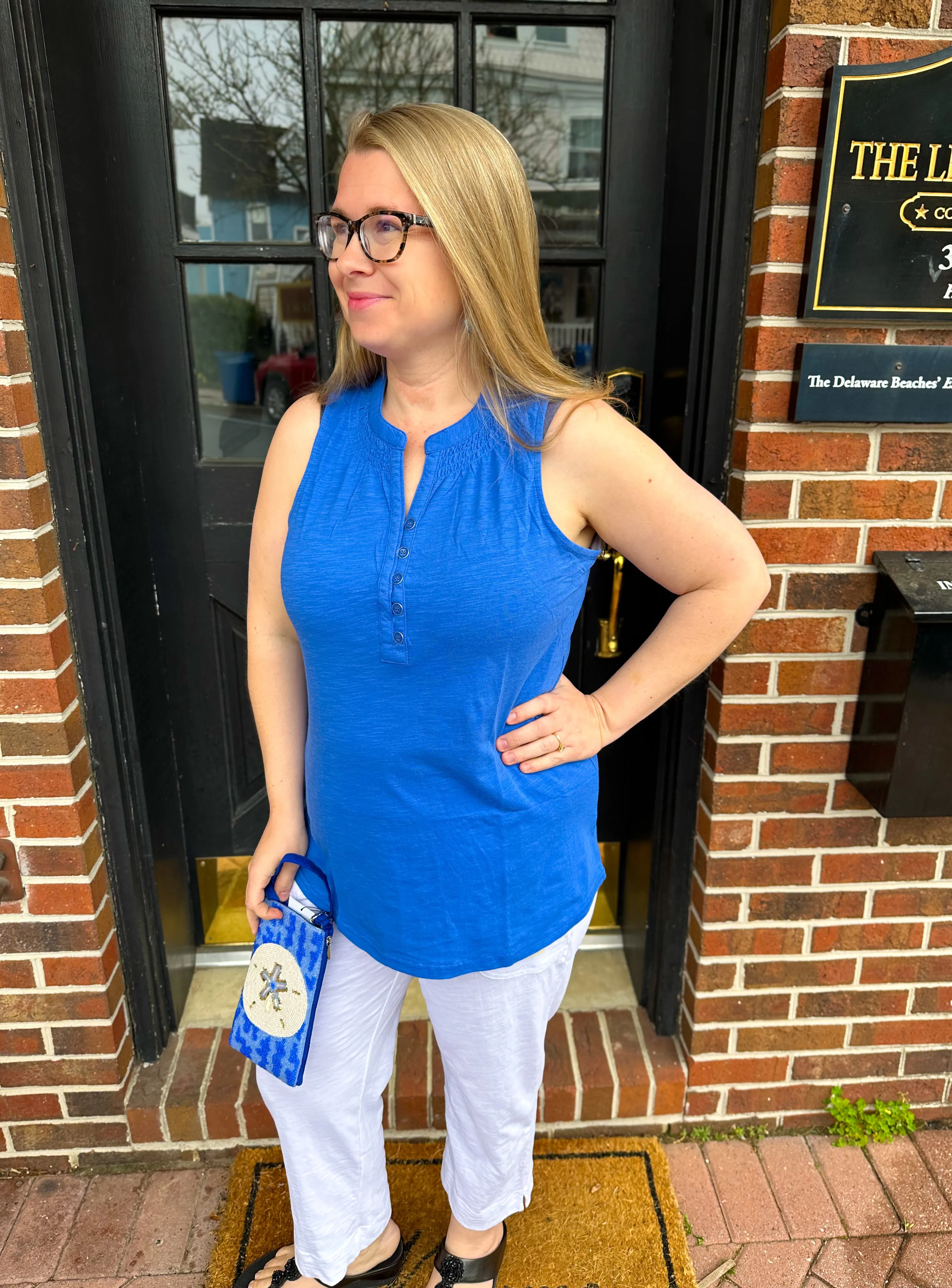 Beachtime by Lulu B Blue Cotton Bella Tank