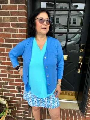Beachtime by Lulu B Bright Periwinkle Button Cardigan