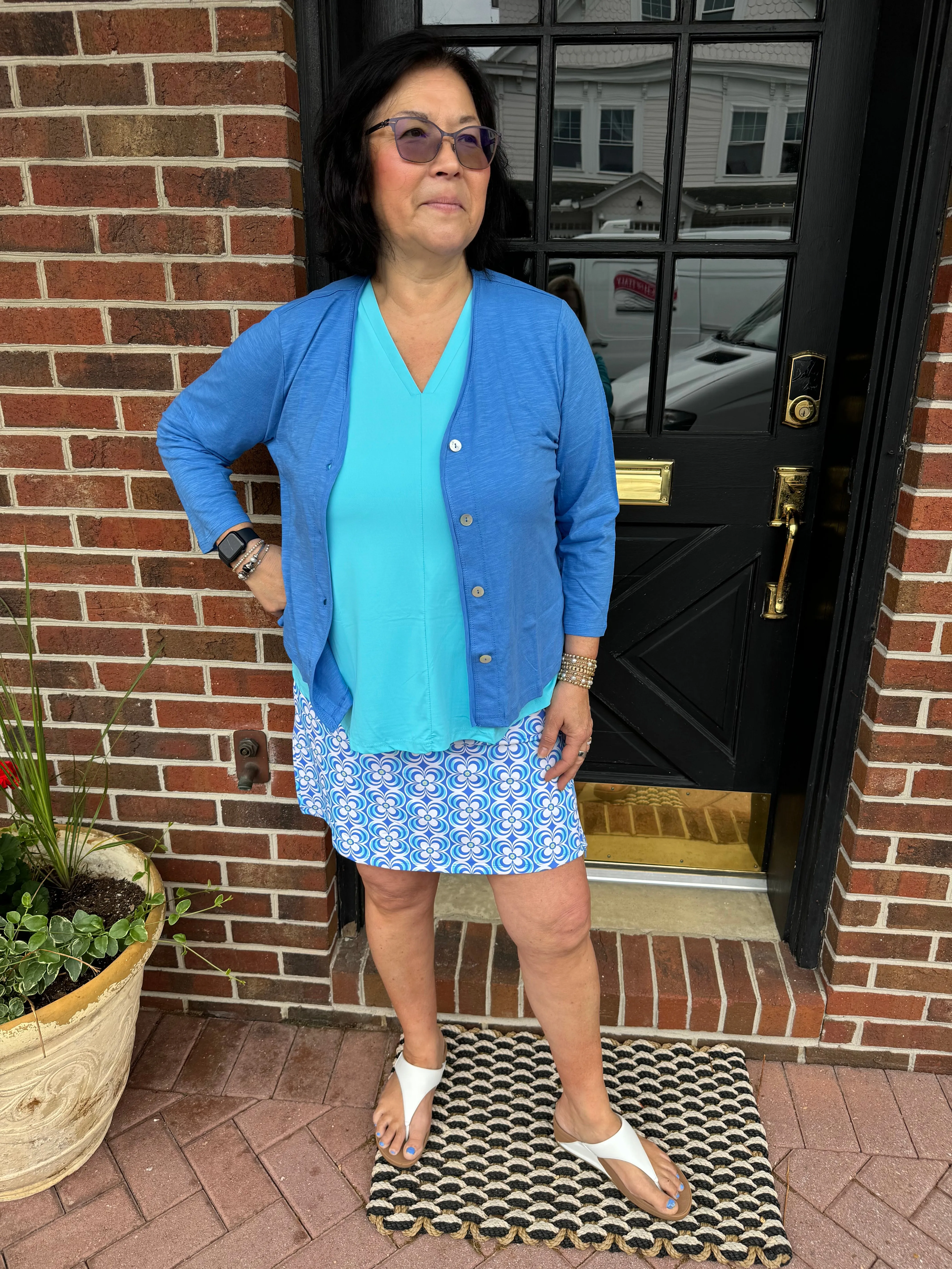 Beachtime by Lulu B Bright Periwinkle Button Cardigan