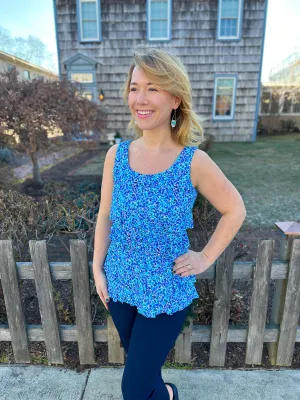 Beachtime by Lulu B Cha Cha Tank Blue Floral Multi
