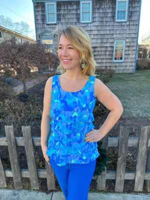 Beachtime by Lulu B Cha Cha Tank Blue Multicolor Heart