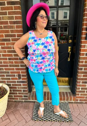 Beachtime by Lulu B Cha Cha Tank Bright Palm Tree
