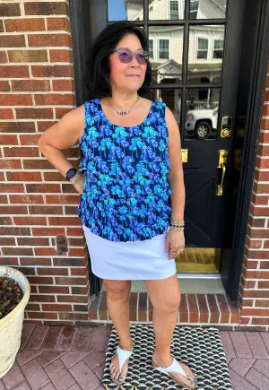 Beachtime by Lulu B Cha Cha Tank Navy Multi Palm