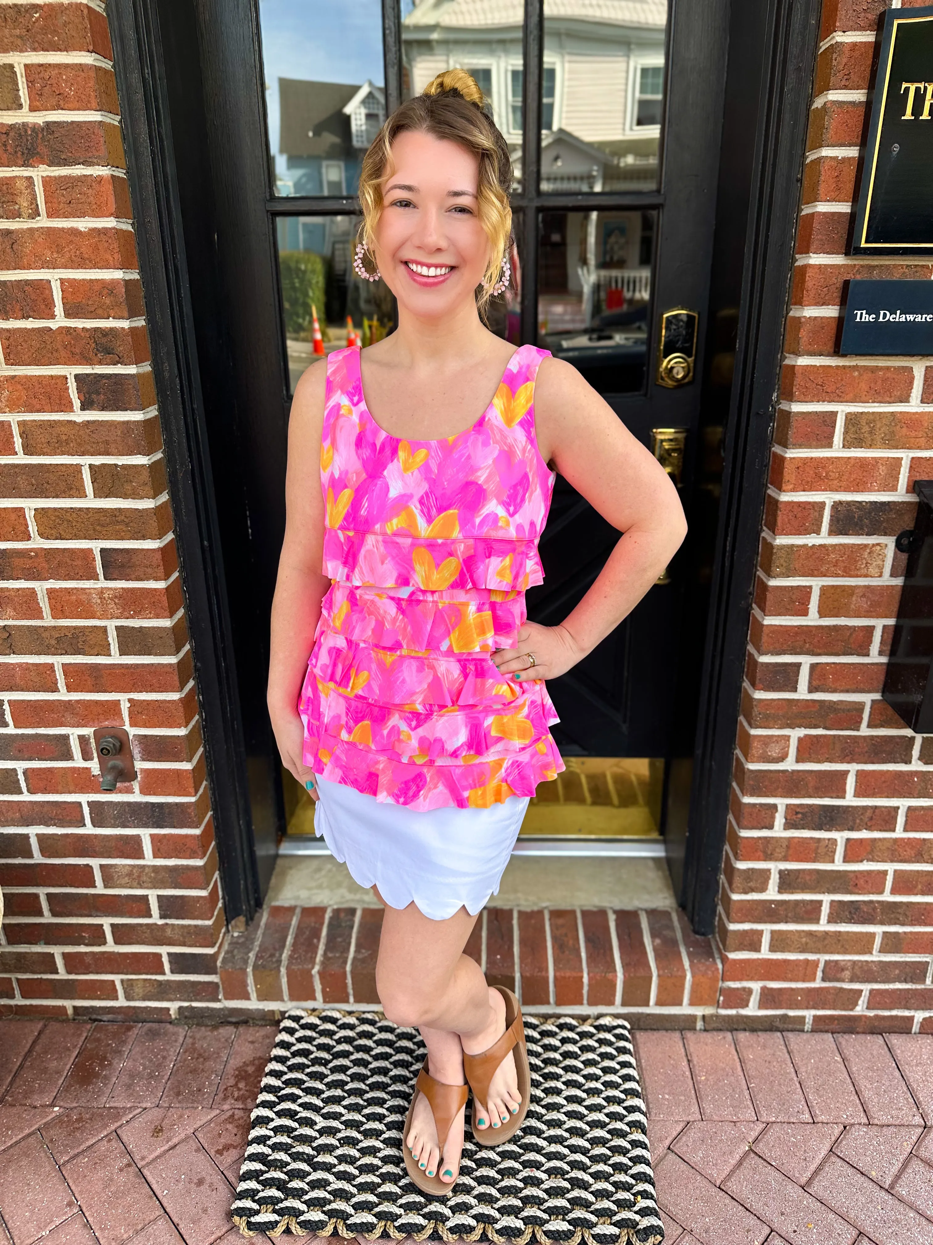 Beachtime by Lulu B Cha Cha Tank Pink and Orange Hearts