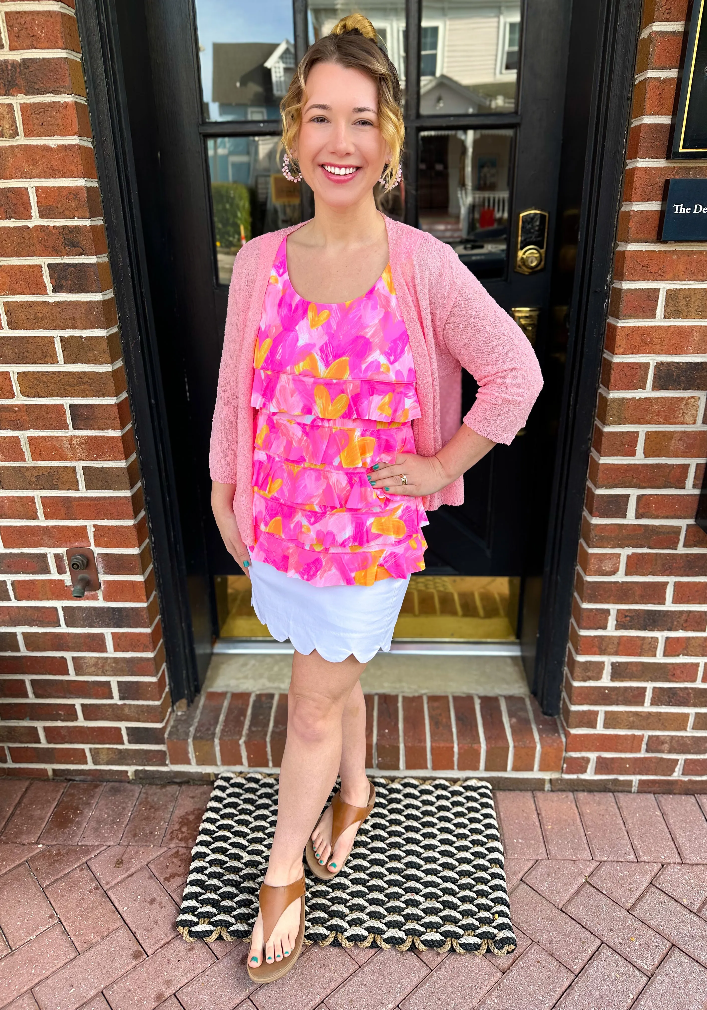 Beachtime by Lulu B Cha Cha Tank Pink and Orange Hearts