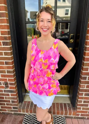Beachtime by Lulu B Cha Cha Tank Pink and Orange Hearts
