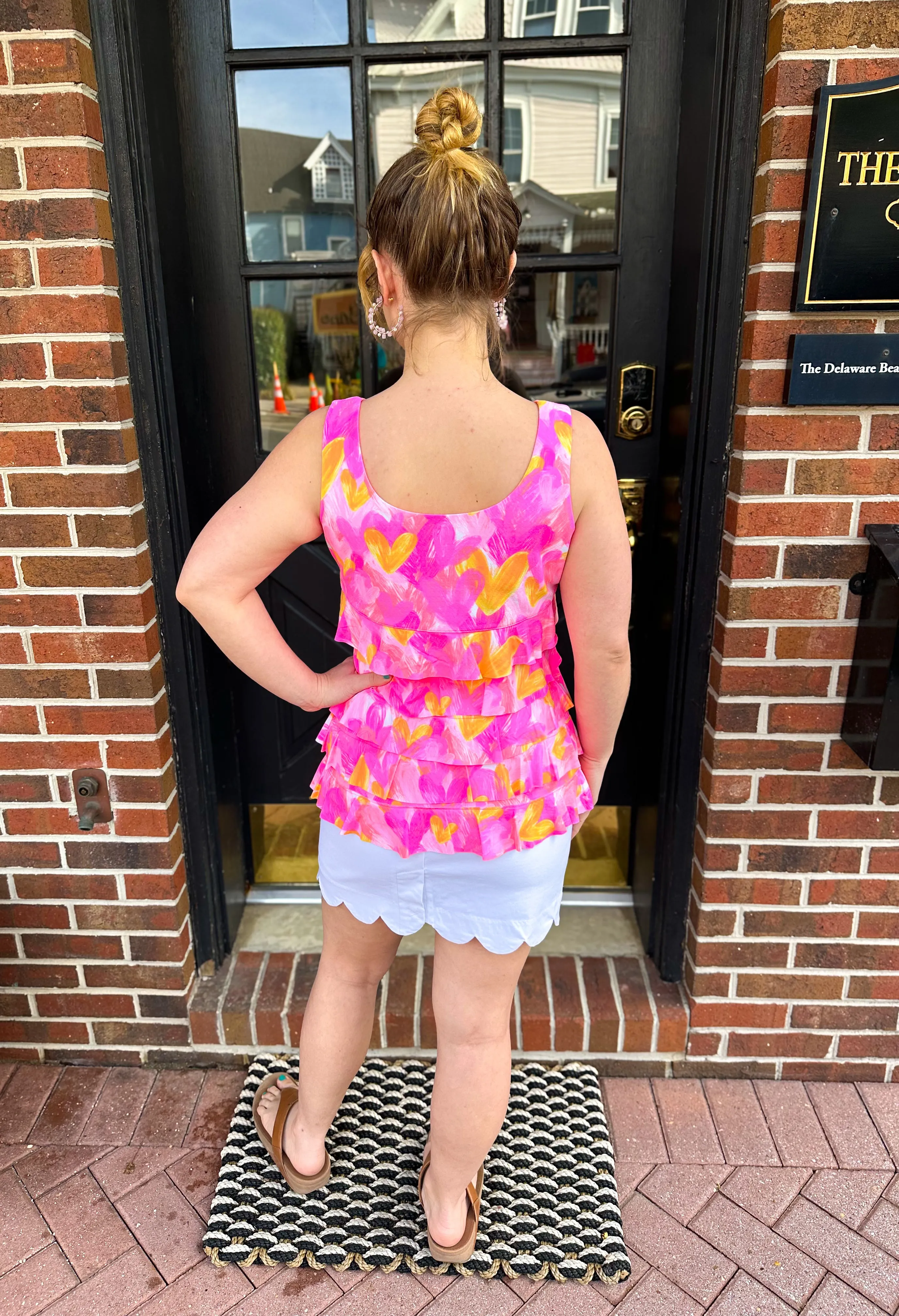 Beachtime by Lulu B Cha Cha Tank Pink and Orange Hearts
