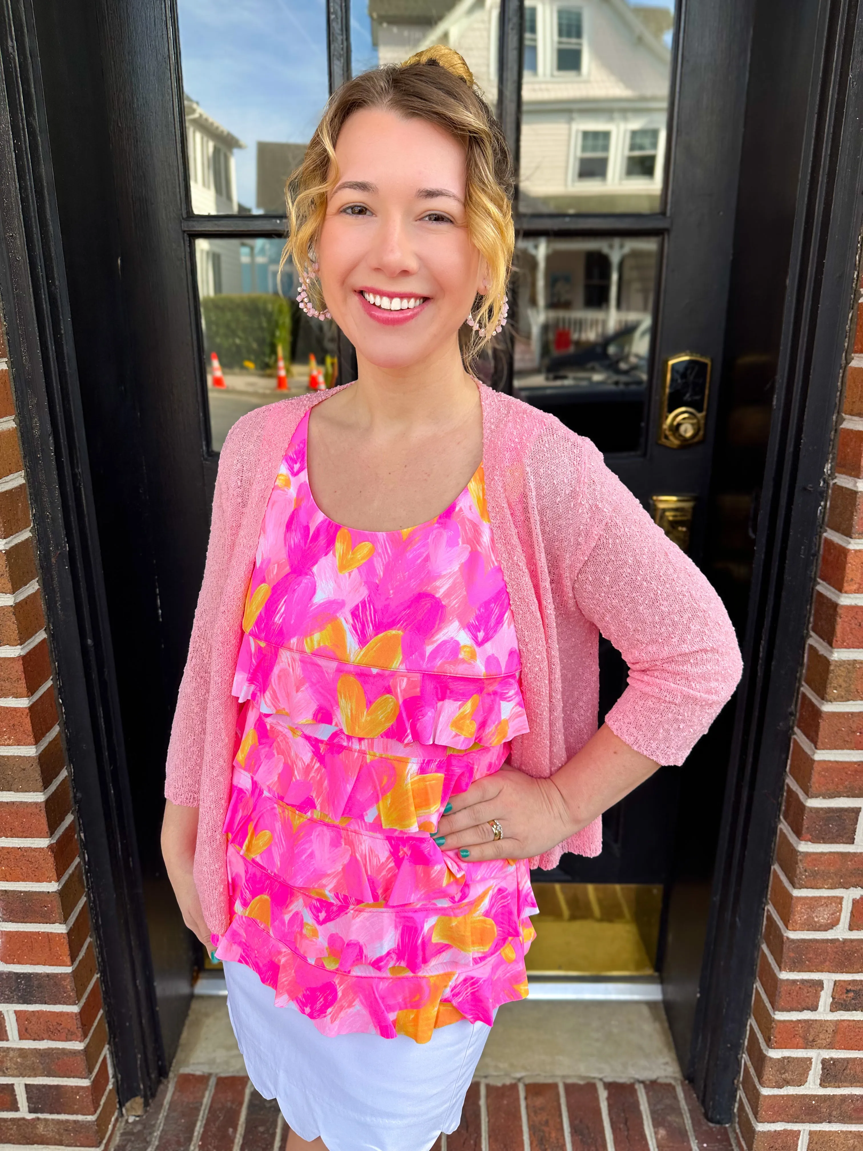 Beachtime by Lulu B Cha Cha Tank Pink and Orange Hearts