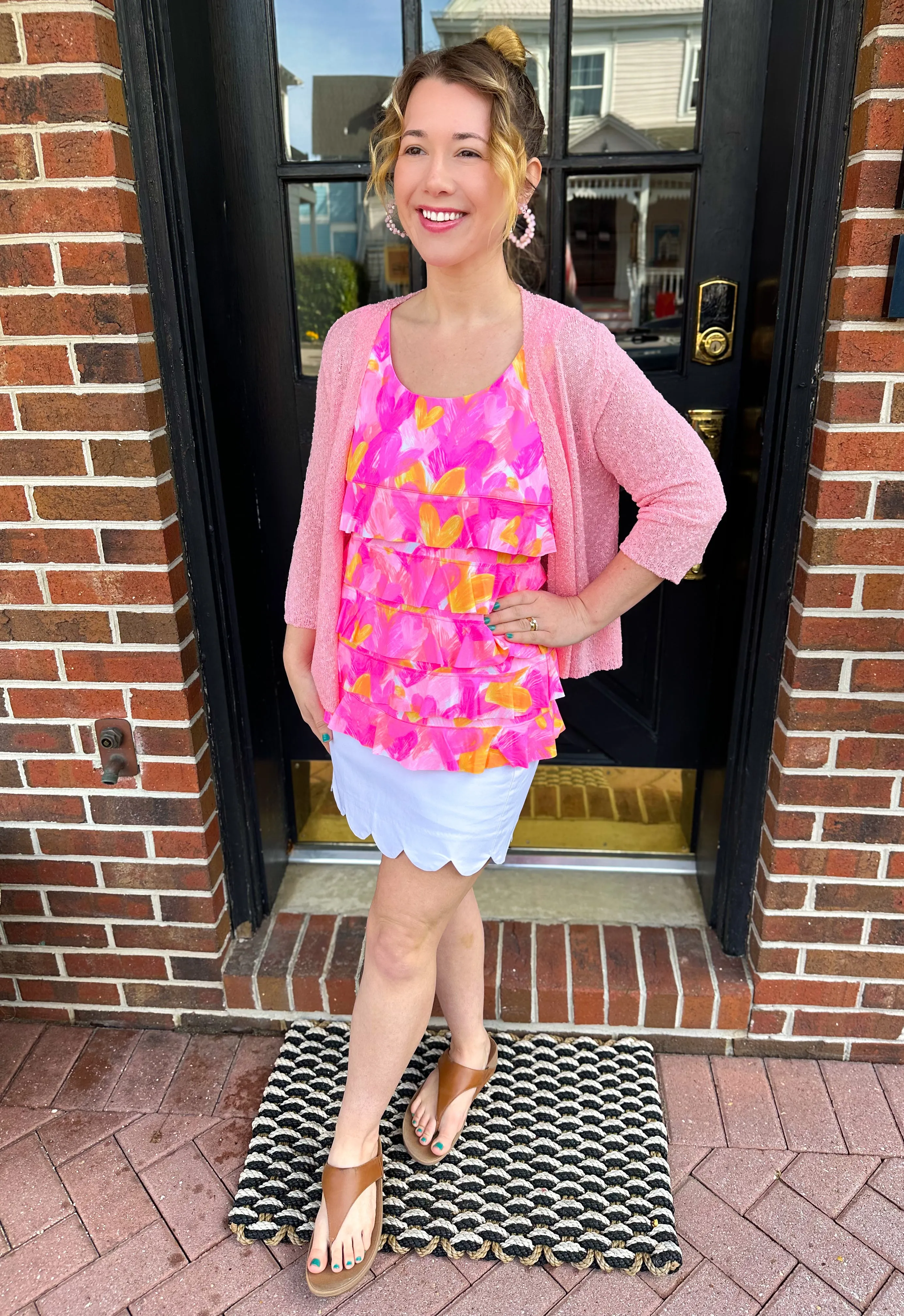 Beachtime by Lulu B Cha Cha Tank Pink and Orange Hearts