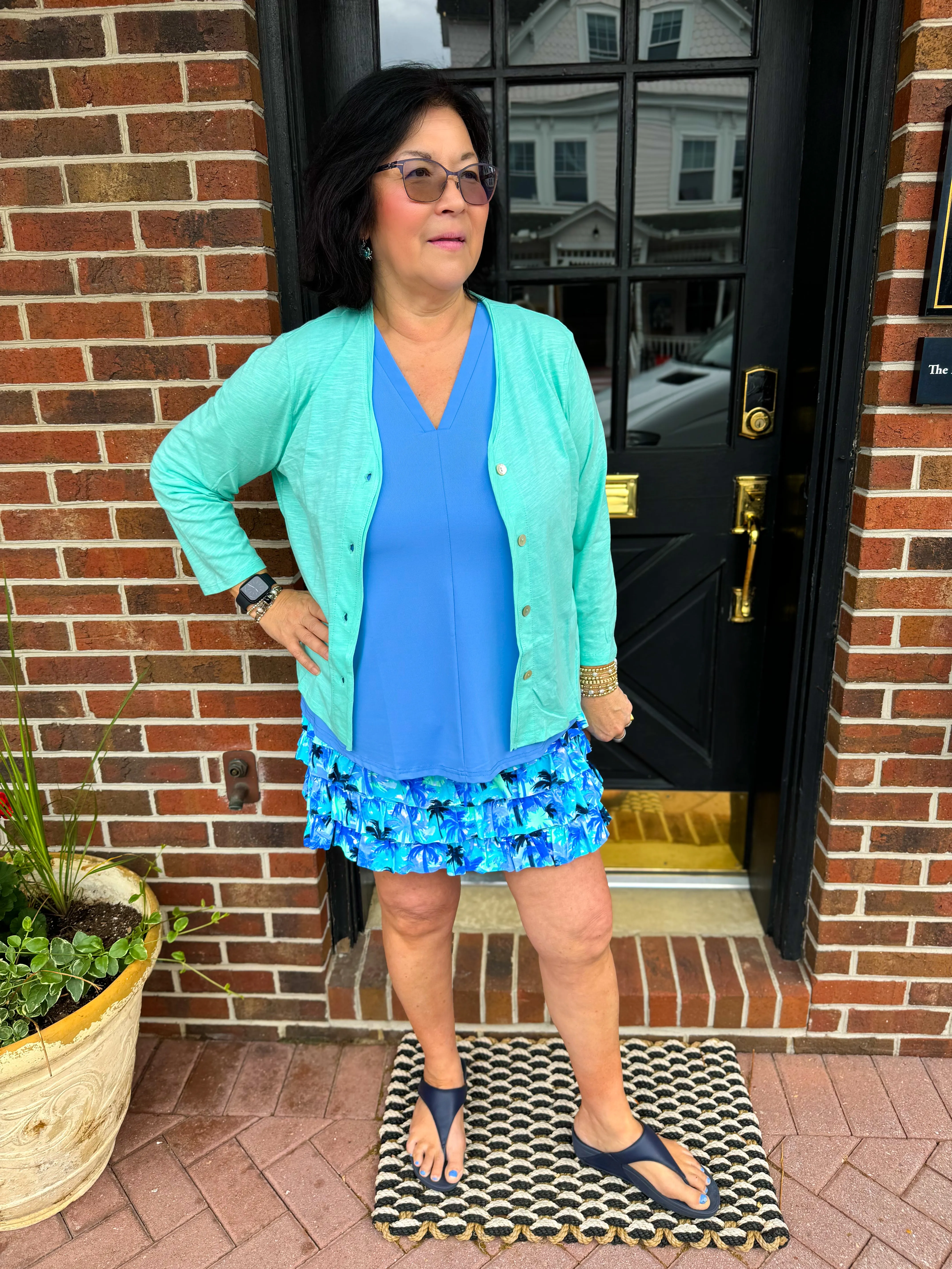 Beachtime by Lulu B Clear Seafoam Button Cardigan
