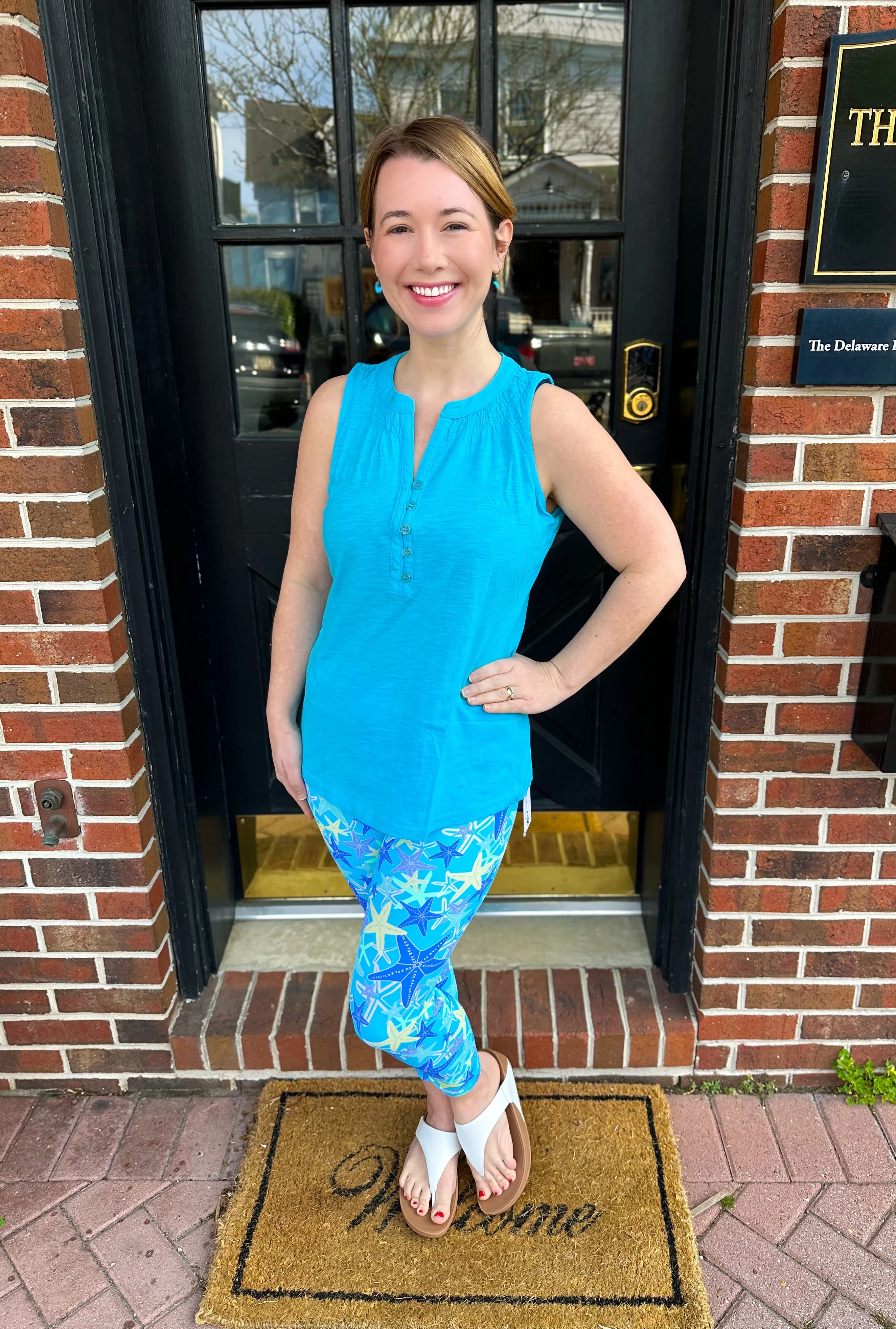Beachtime by Lulu B Clear Turquoise Cotton Bella Tank