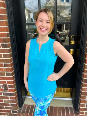Beachtime by Lulu B Clear Turquoise Cotton Bella Tank