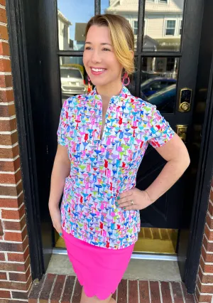 Beachtime by Lulu B Cocktail Hour Short Sleeve Zip Top