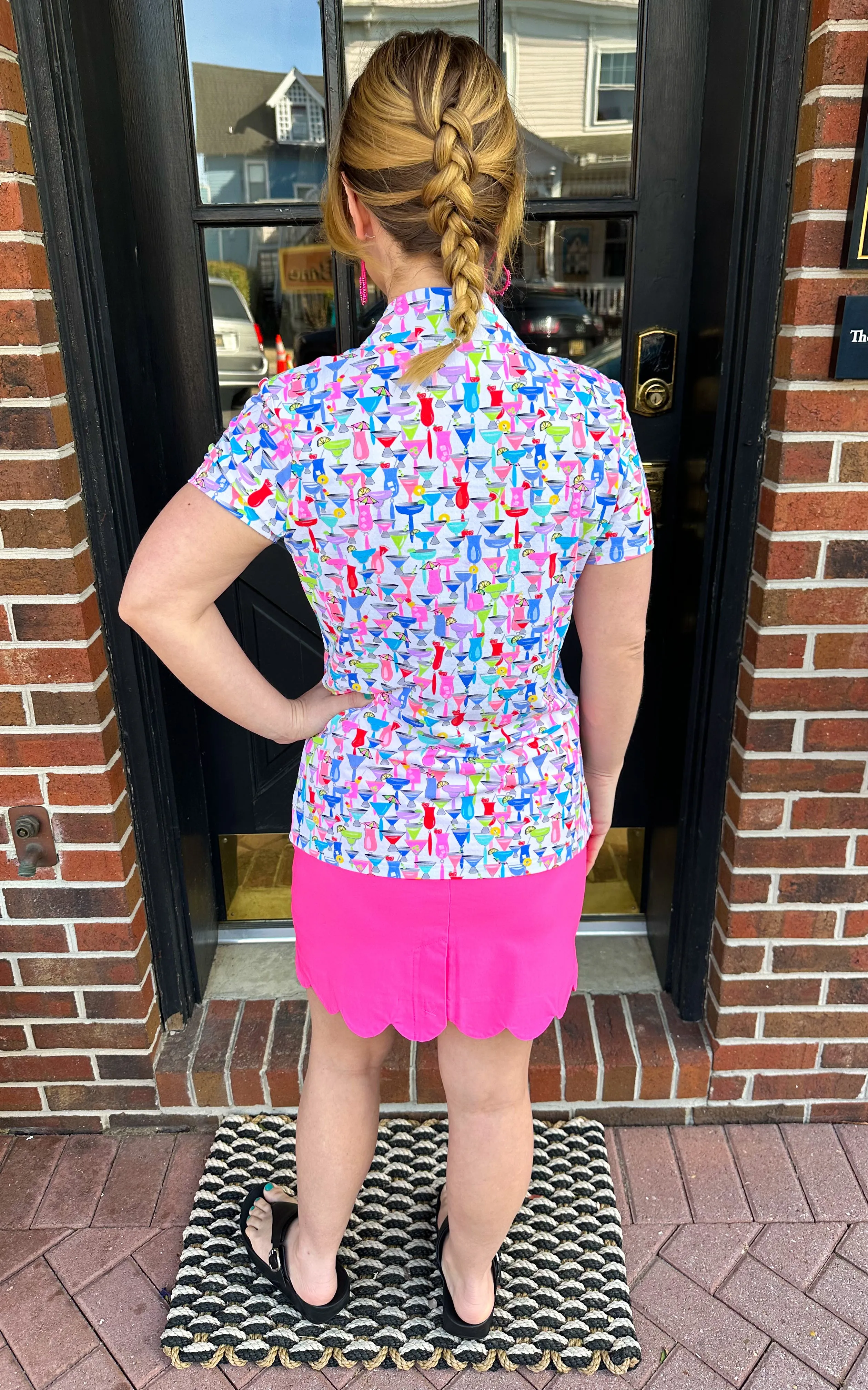 Beachtime by Lulu B Cocktail Hour Short Sleeve Zip Top