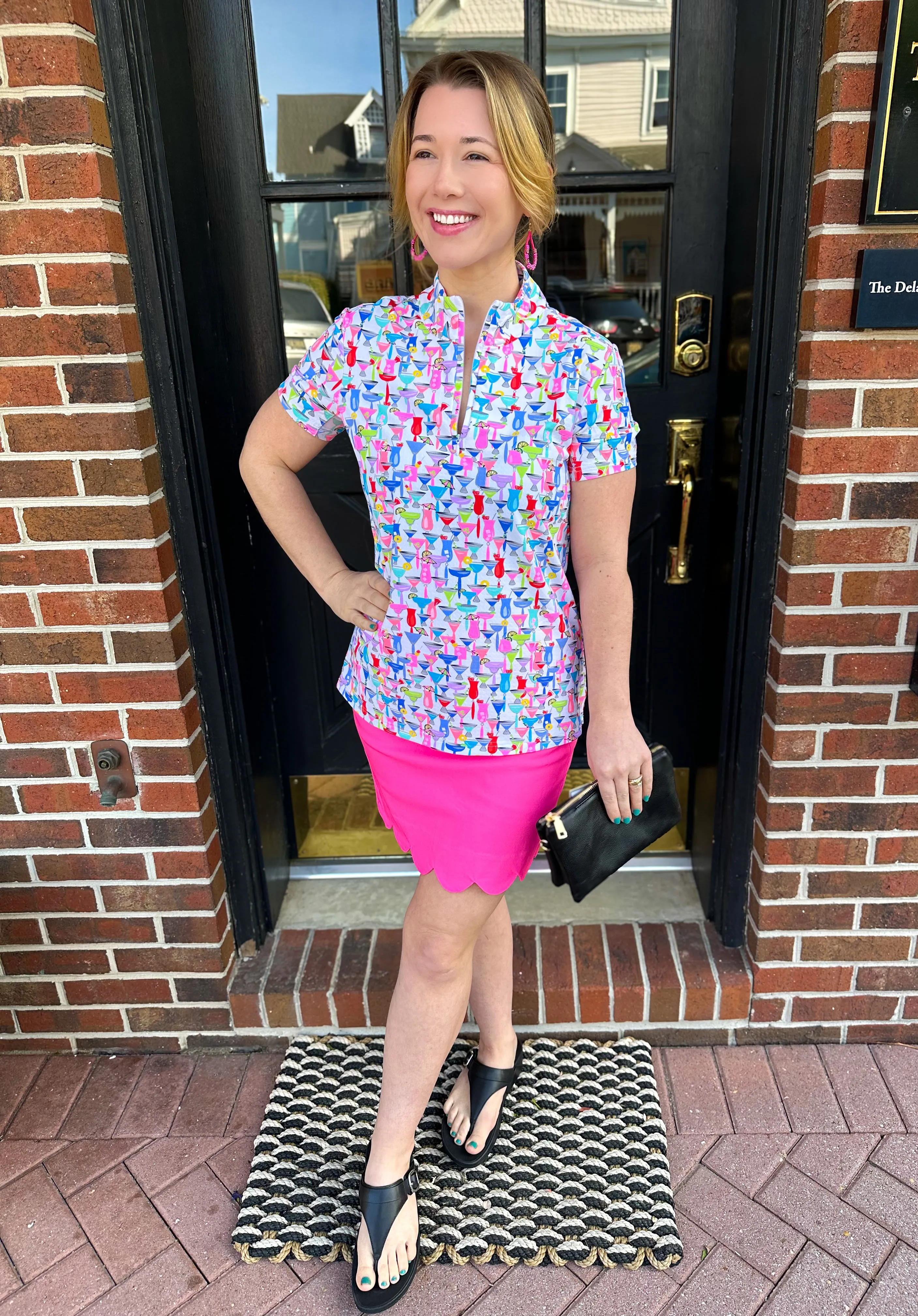 Beachtime by Lulu B Cocktail Hour Short Sleeve Zip Top