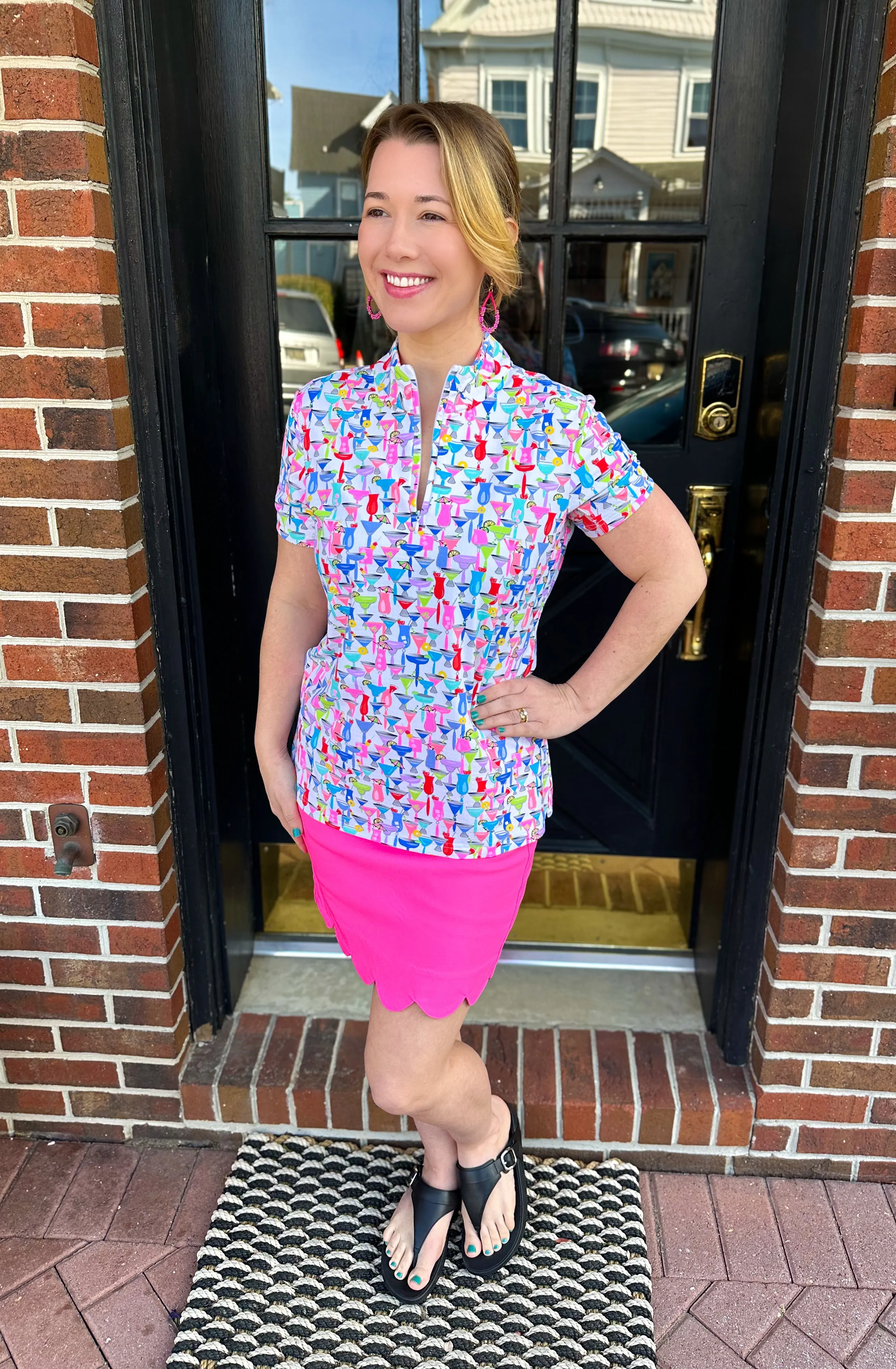 Beachtime by Lulu B Cocktail Hour Short Sleeve Zip Top