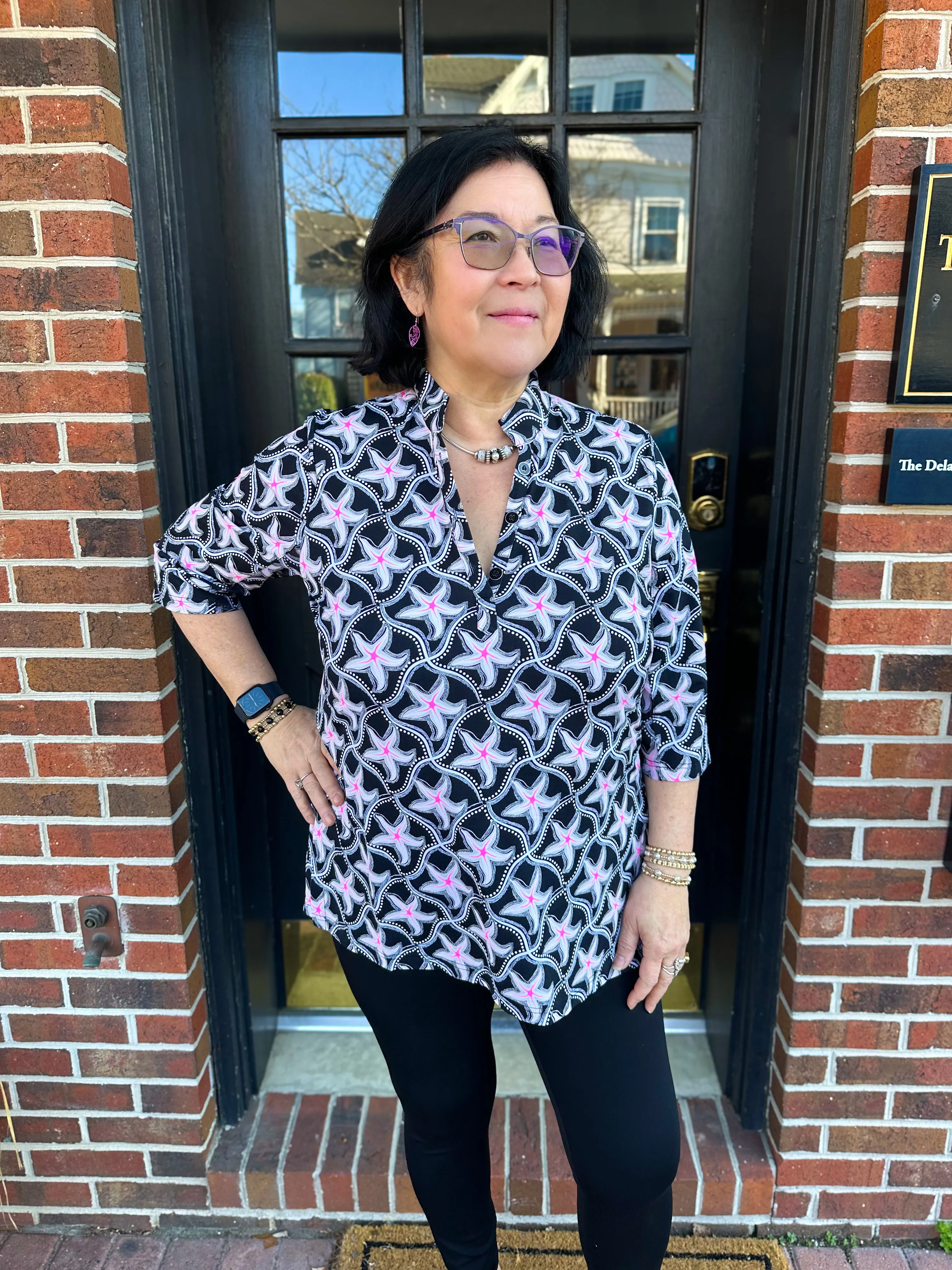 Beachtime by Lulu B Pink Starfish Button Tunic