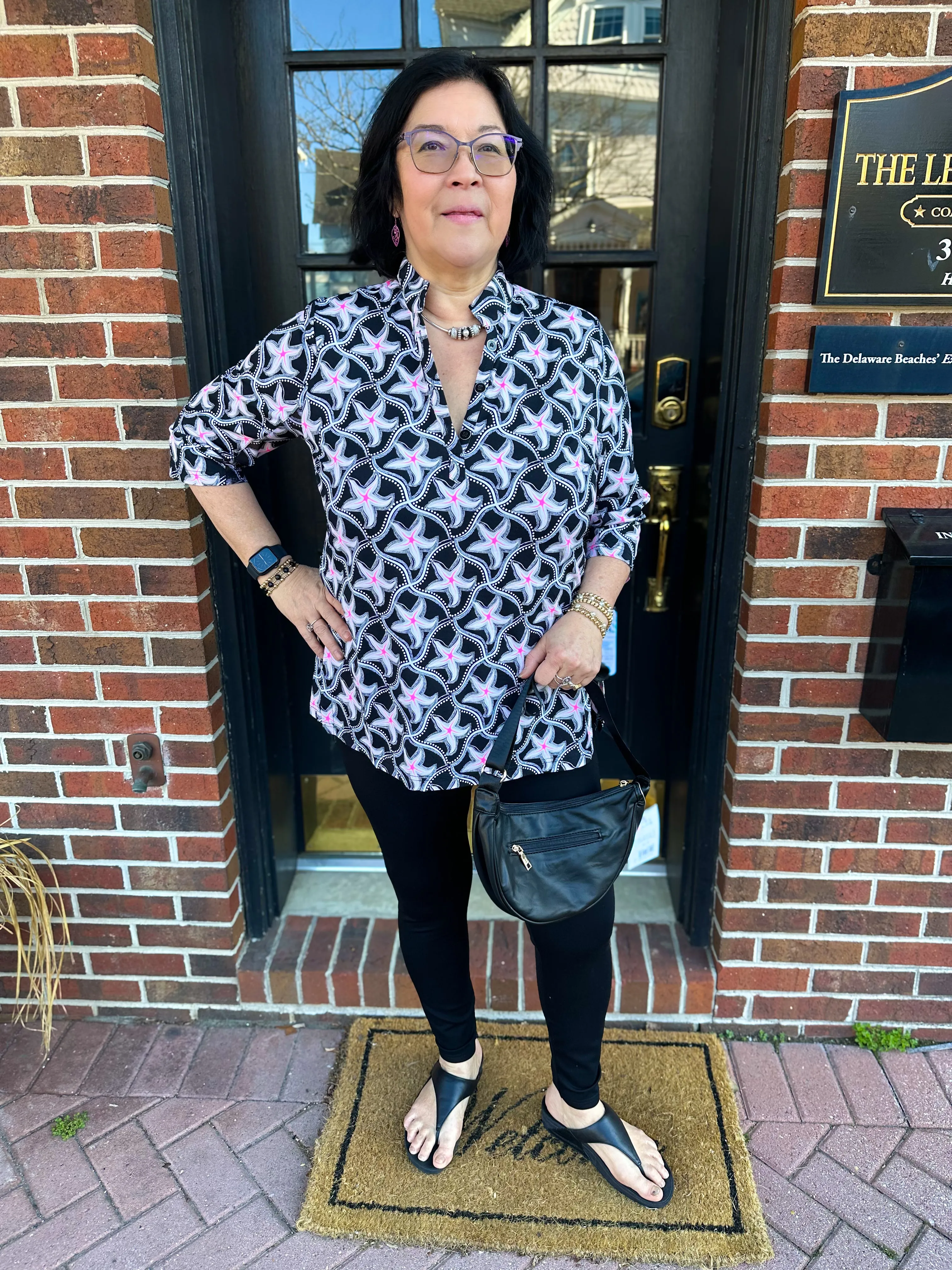 Beachtime by Lulu B Pink Starfish Button Tunic