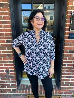 Beachtime by Lulu B Pink Starfish Button Tunic