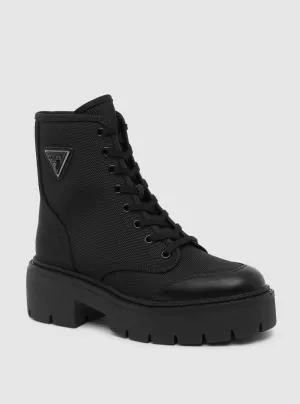 Black Shuna Lace Up Boots Guess