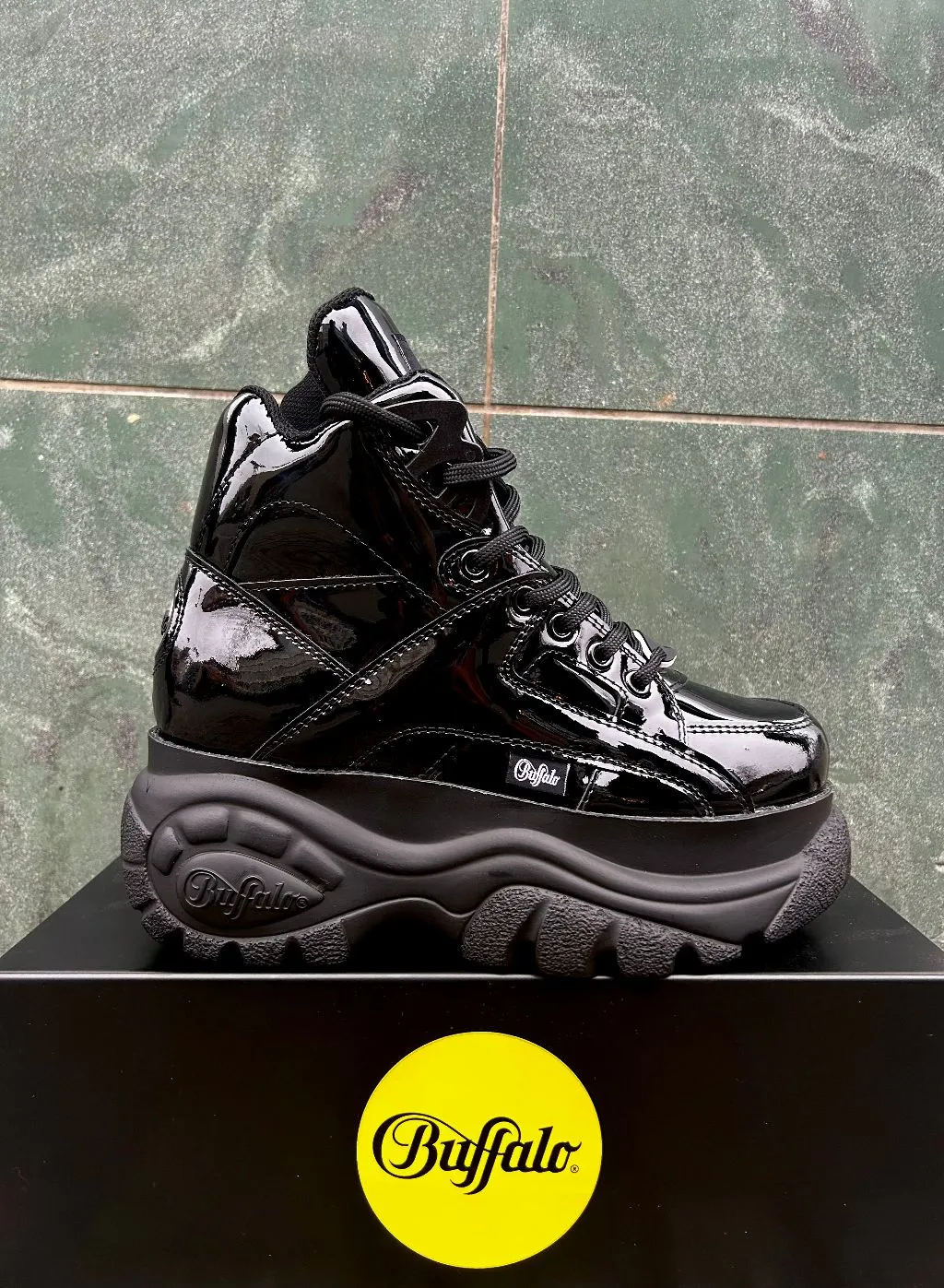 Buffalo Classic 1340-14 2.0 Black Patent Black Patent Shiny Boots Shoes Platform Shoes 90s (Limited by ModeRockCenter)