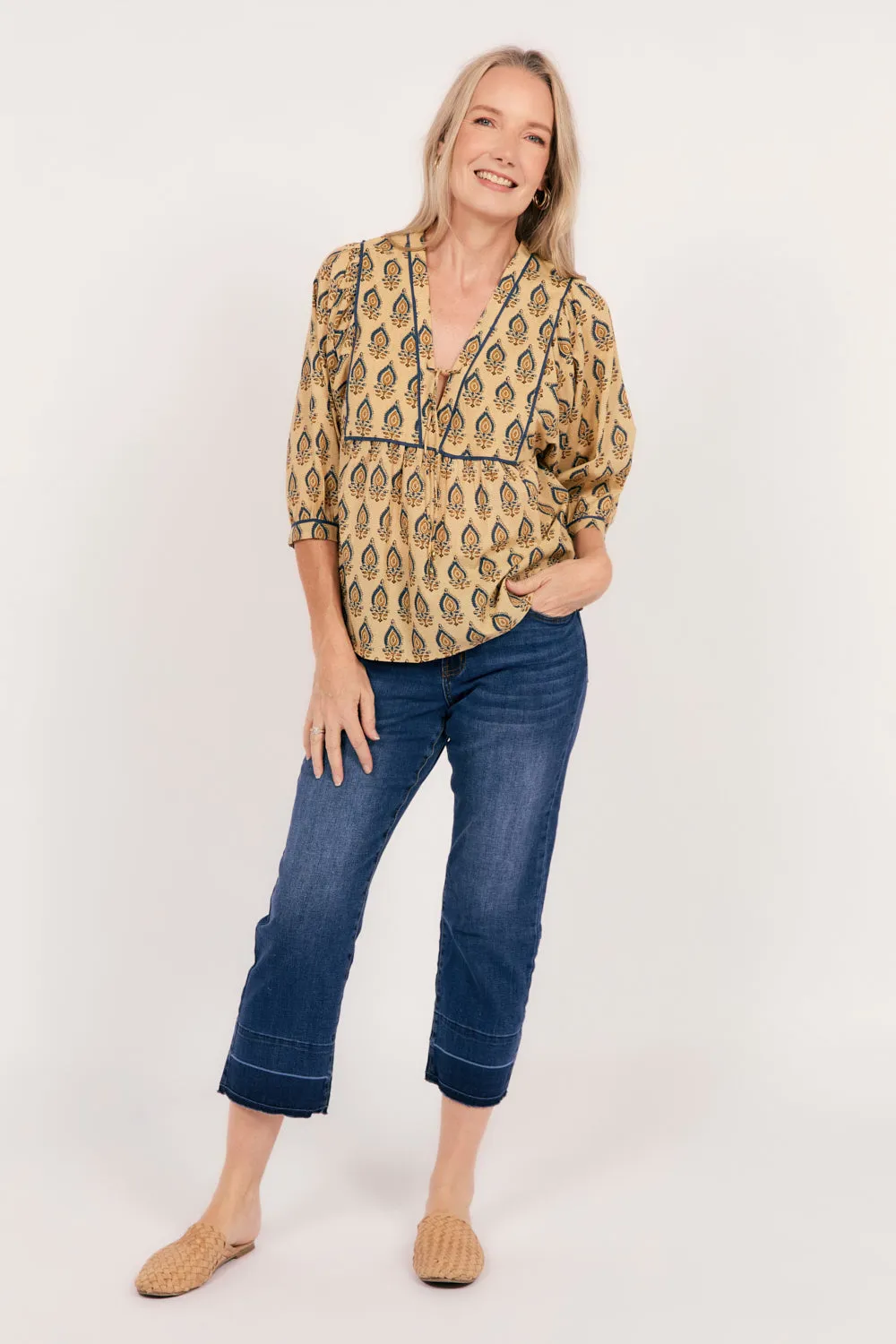 Cairo Boho Blouse in Paisley Plumes Adrift