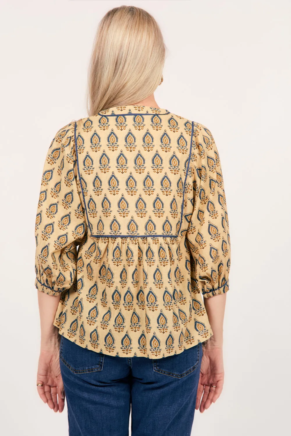 Cairo Boho Blouse in Paisley Plumes Adrift