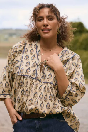 Cairo Boho Blouse in Paisley Plumes Adrift