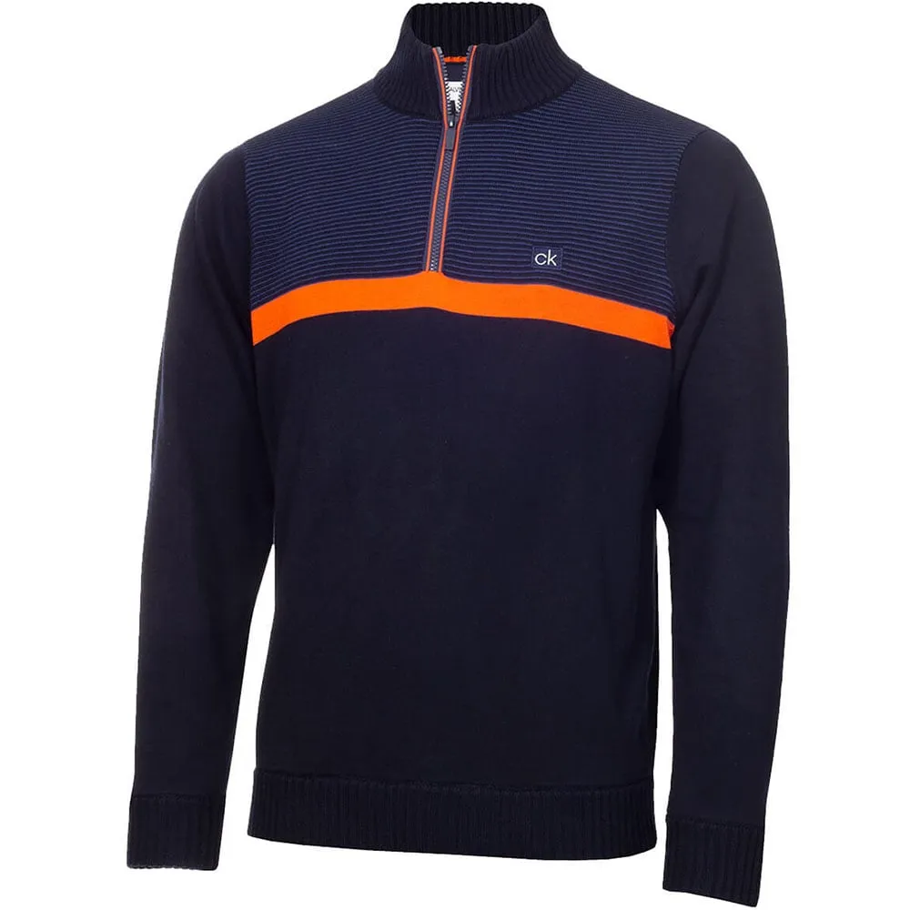 Calvin Klein Magnet 1/2 Zip Lined Sweater - Navy/Blaze