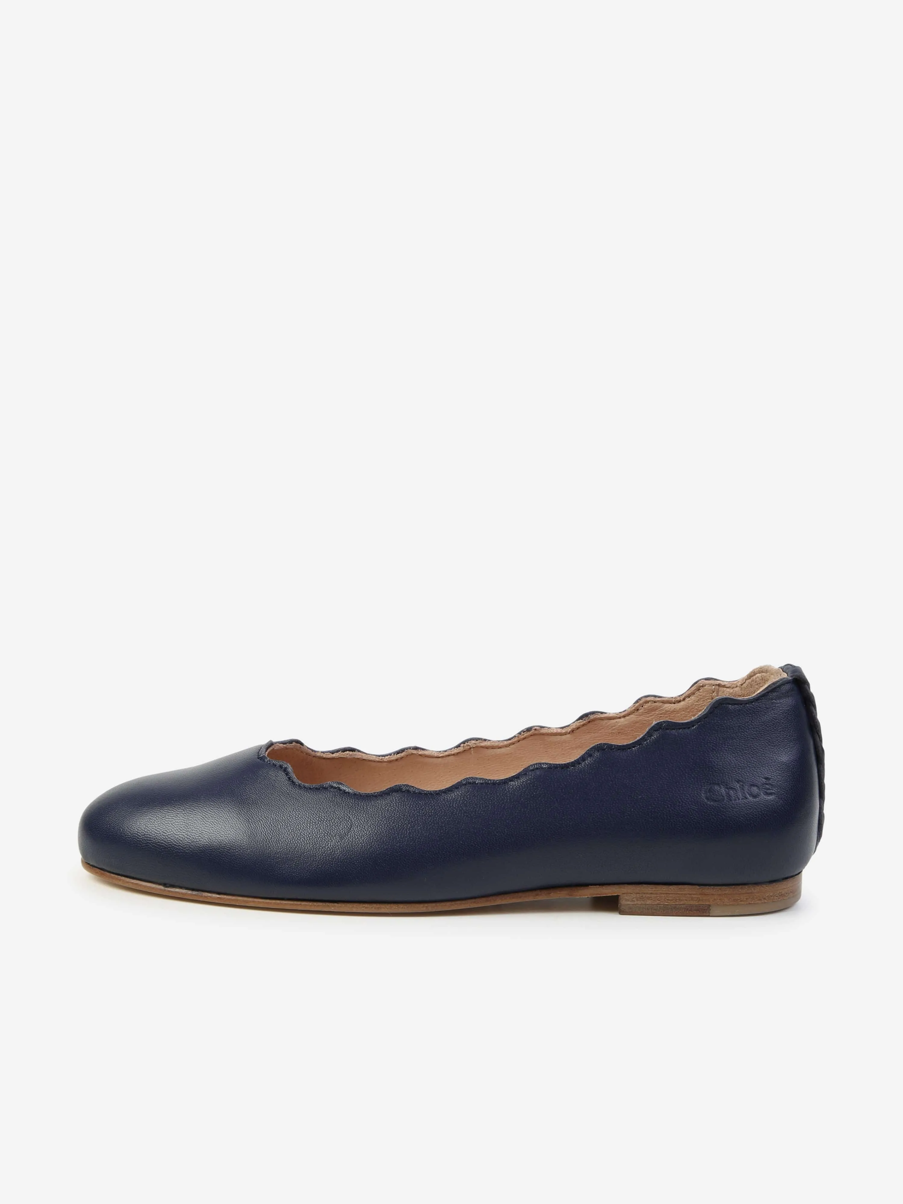 Chlo Girls Leather Ballerina Shoes in Navy