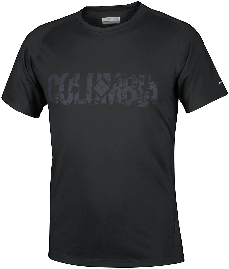 Columbia Men Black Omni-Wick Mountain Tech Logo S S Crew Tshirt