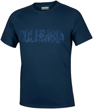 Columbia Men Blue Omni-Wick Mountain Tech Logo S S Crew Tshirt