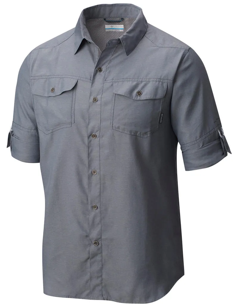 Columbia Men Grey Omni-Wick Pilsner Peak II Long Sleeve Shirt