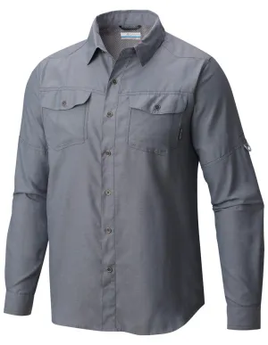 Columbia Men Grey Omni-Wick Pilsner Peak II Long Sleeve Shirt