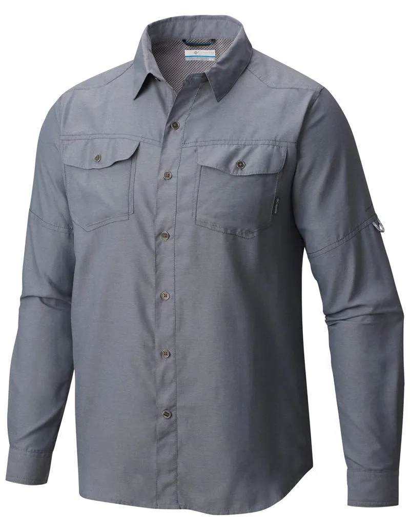 Columbia Men Grey Omni-Wick Pilsner Peak II Long Sleeve Shirt