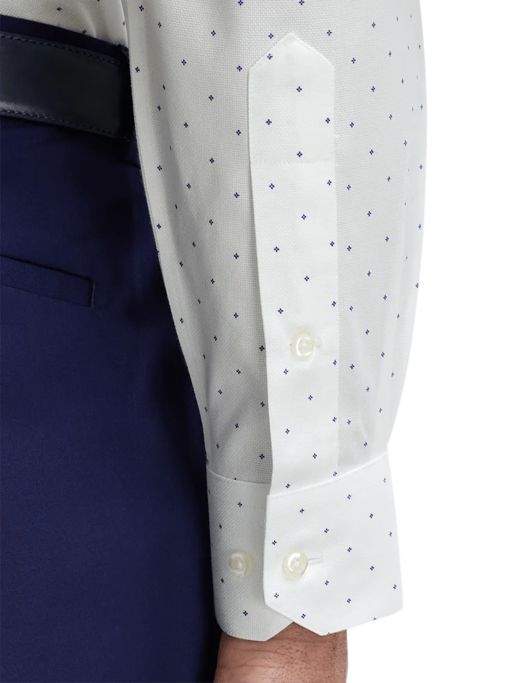 Comfort Stretch Non-Iron Geometric Dress Shirt - White/purple