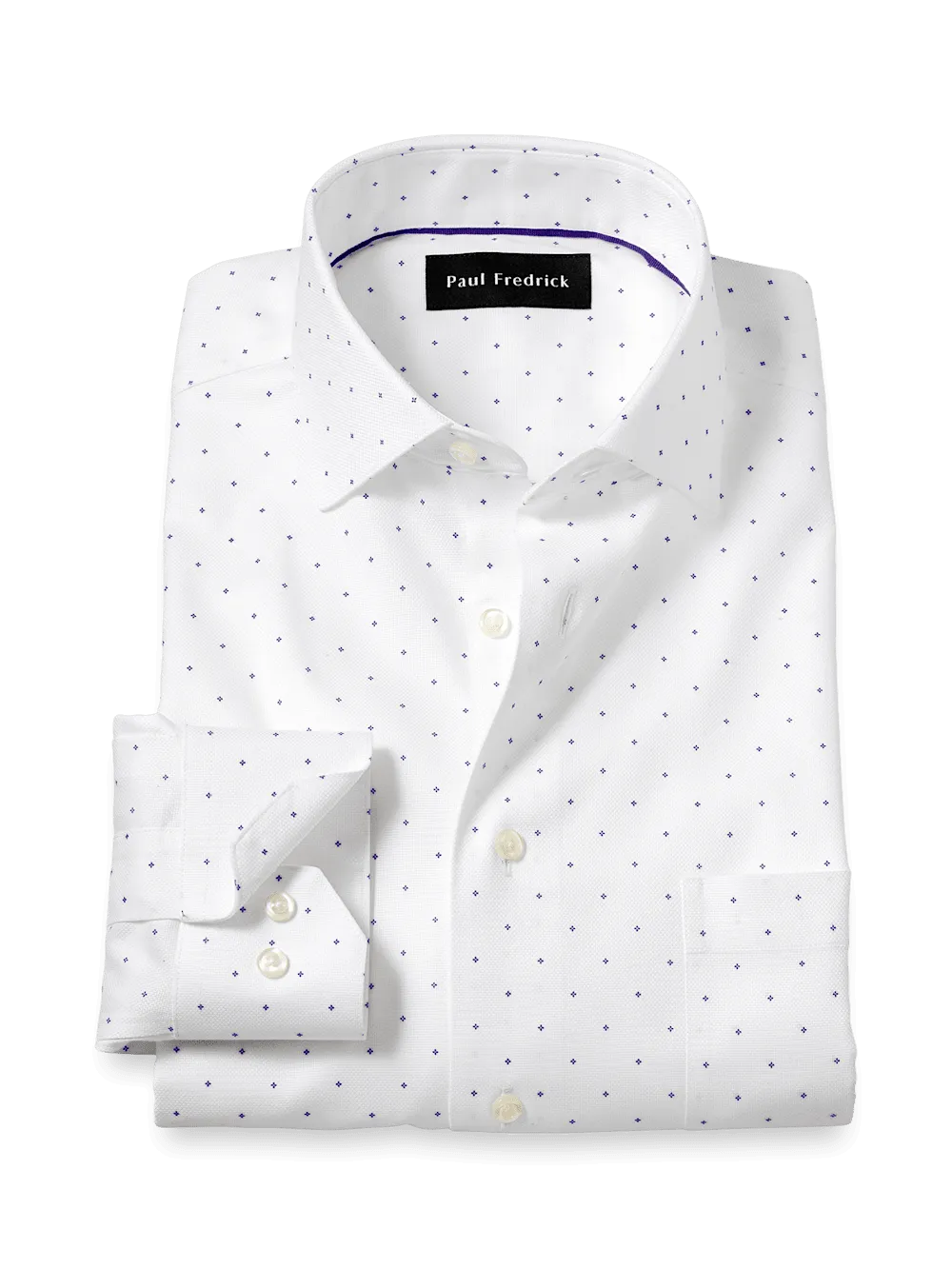 Comfort Stretch Non-Iron Geometric Dress Shirt - White/purple