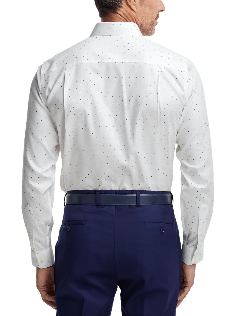 Comfort Stretch Non-Iron Geometric Dress Shirt - White/purple