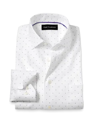 Comfort Stretch Non-Iron Geometric Dress Shirt - White/purple