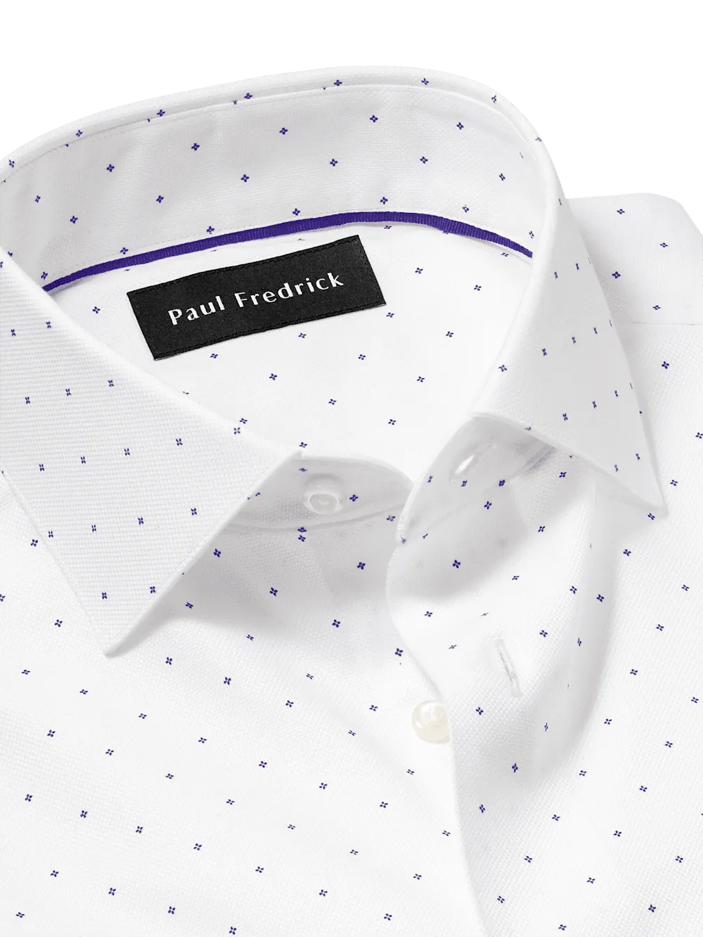 Comfort Stretch Non-Iron Geometric Dress Shirt - White/purple