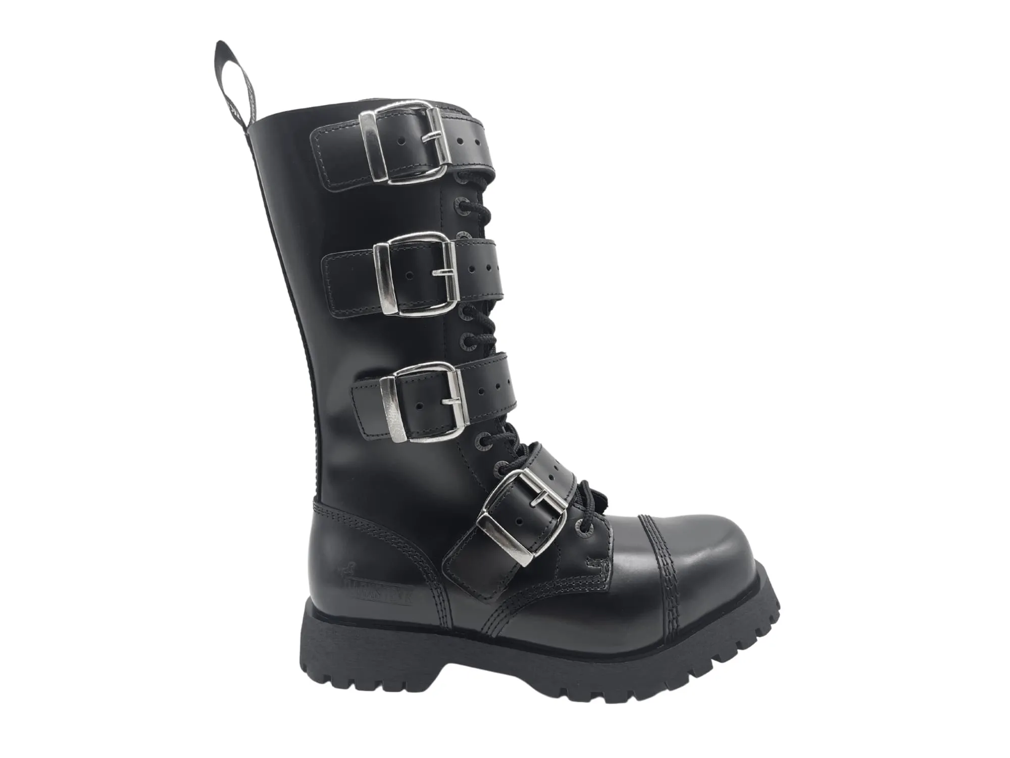 Darksteyn Shoes 14 Eye 4 Buckle Ranger Premium Boots Black
