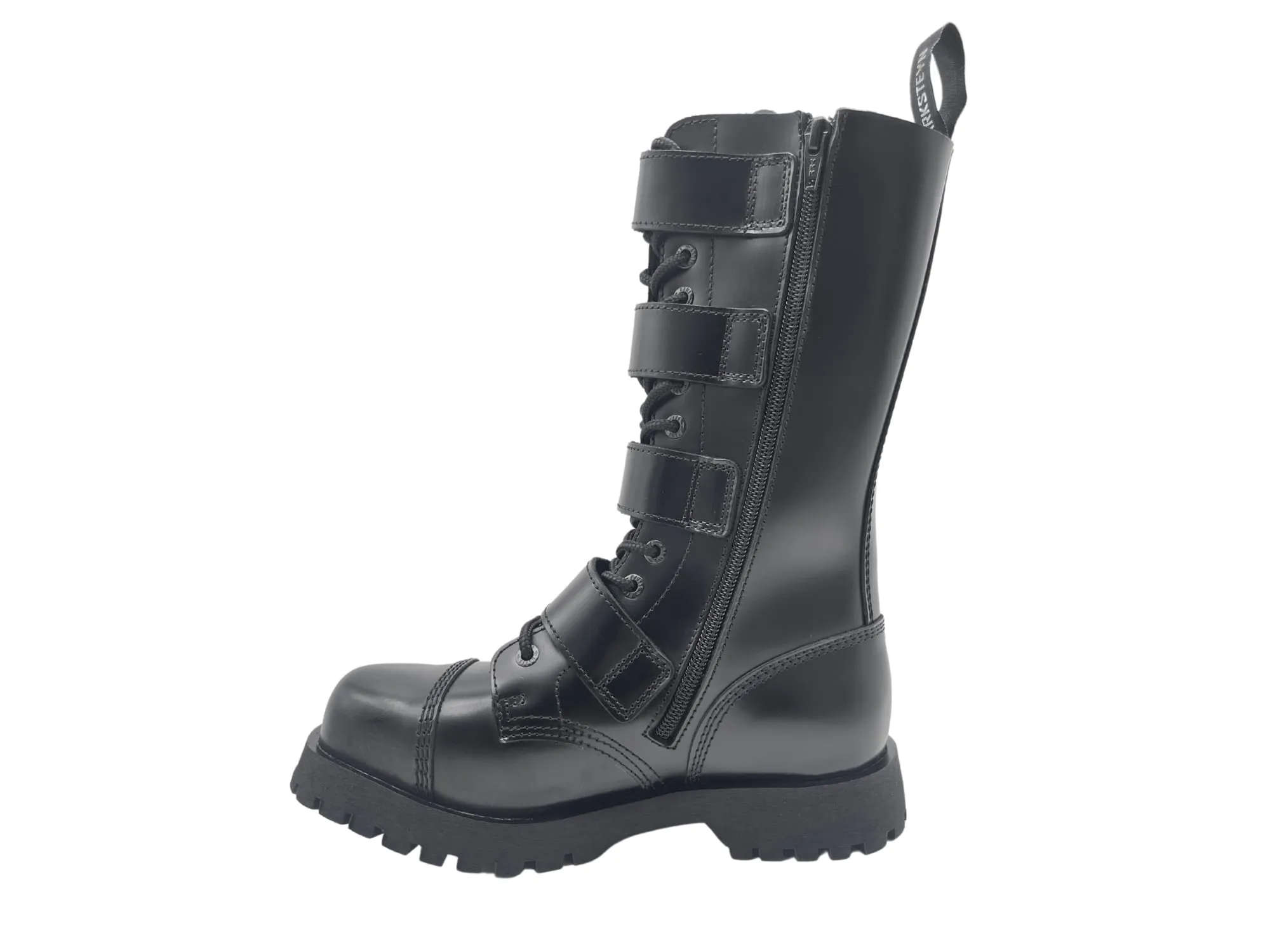 Darksteyn Shoes 14 Eye 4 Buckle Ranger Premium Boots Black