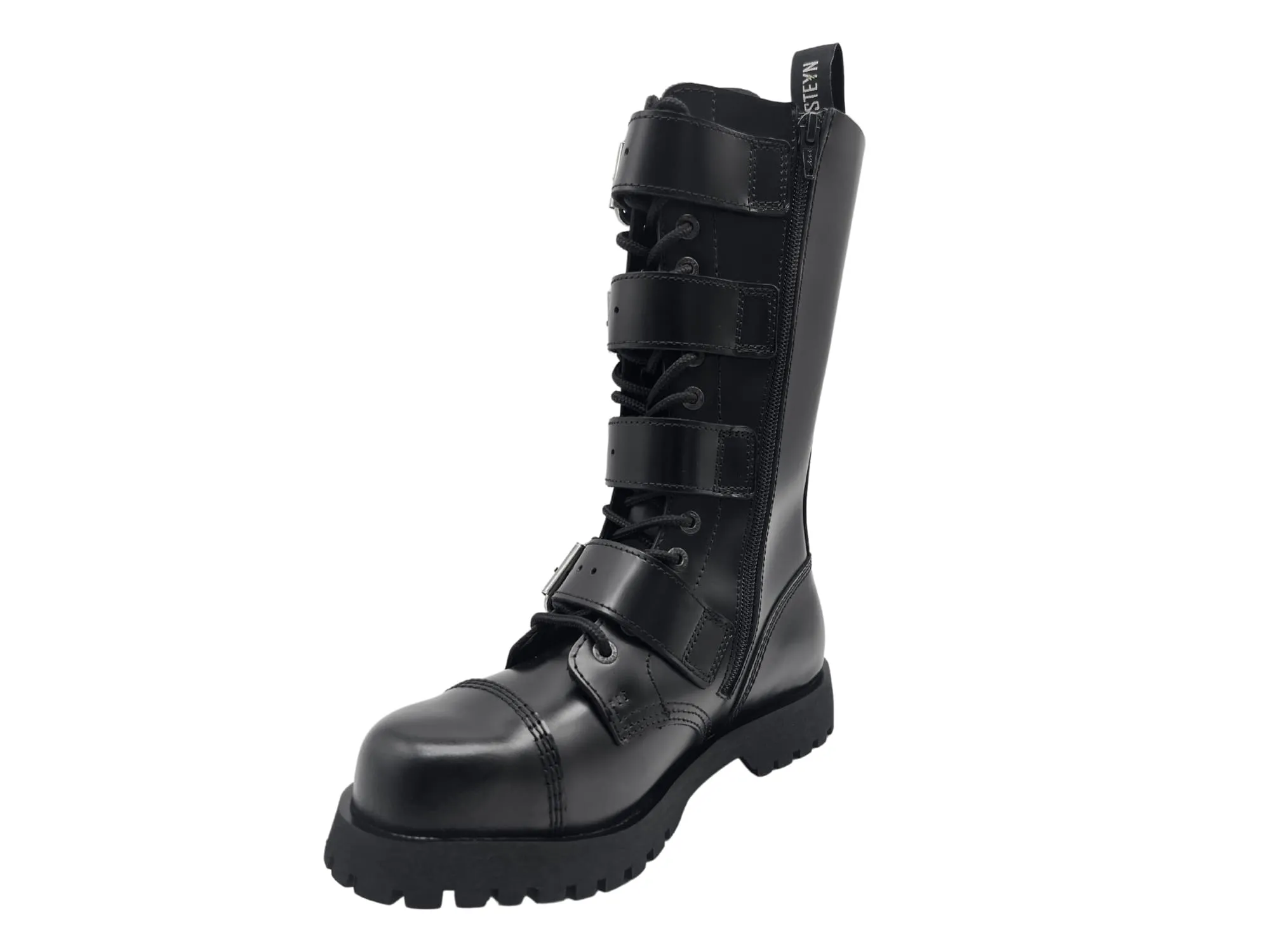 Darksteyn Shoes 14 Eye 4 Buckle Ranger Premium Boots Black