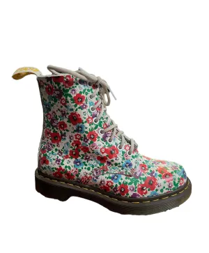 Dr.Martens 8-Loch Stiefel 1460 PASCAL Wildpoppy White Blanc Echtleder Blumen 13512100