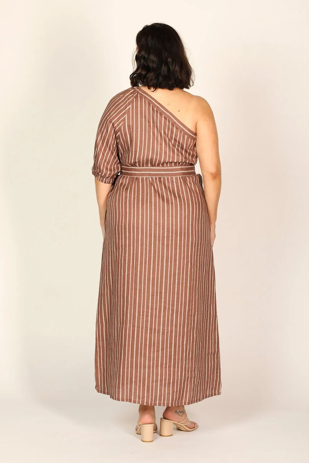 Emma One Shoulder Dress in Nutmeg Adrift